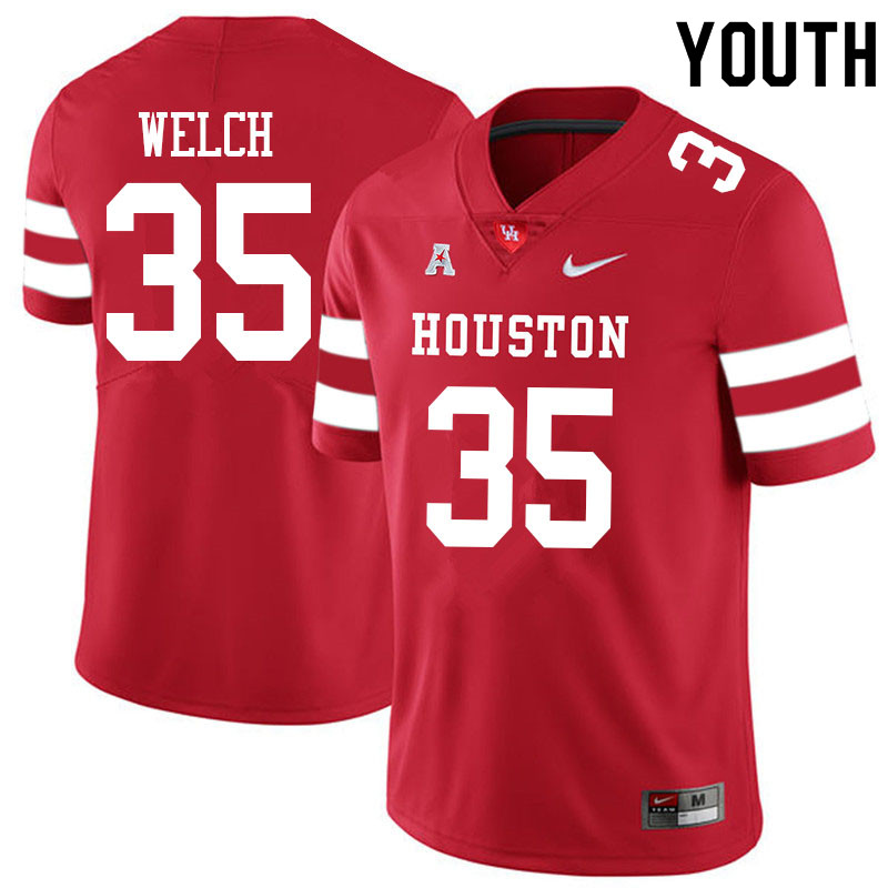 Youth #35 Mike Welch Houston Cougars College Football Jerseys Sale-Red